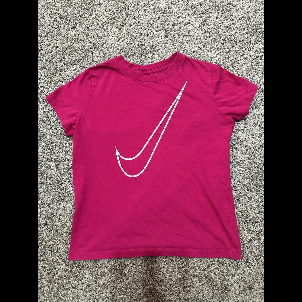 Girls Pink Nike Victory Swoosh Tee